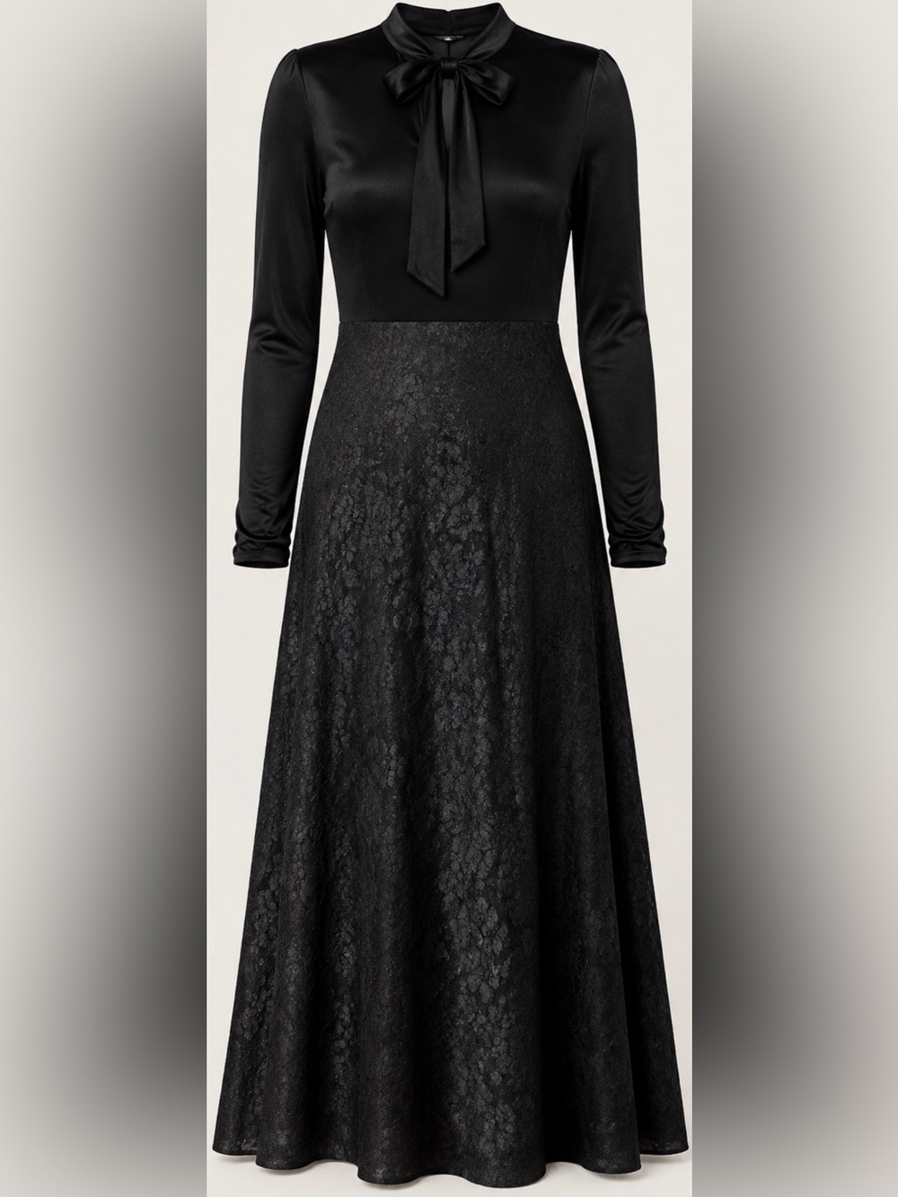 SHEIN Modelyn Black Velvet Floral Jacquard Maxi Dress Tie Neck XL NWT